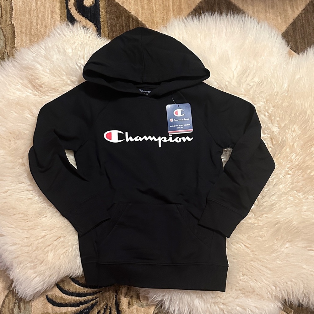 Kids Champion Classic Black Pullover Hoodie Small